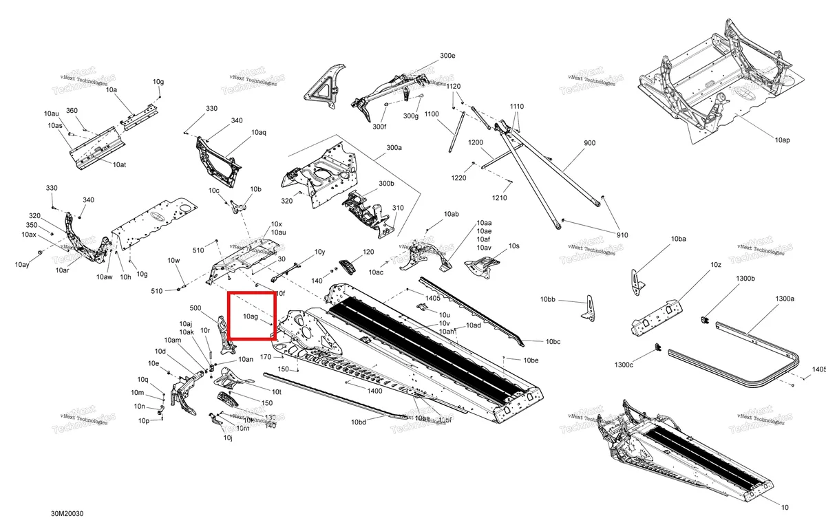 Деталь 293150146 (Деталь Henrob Rivet) на схеме узла 2020 Ski-Doo EXPEDITION SPORT 550F Frame
