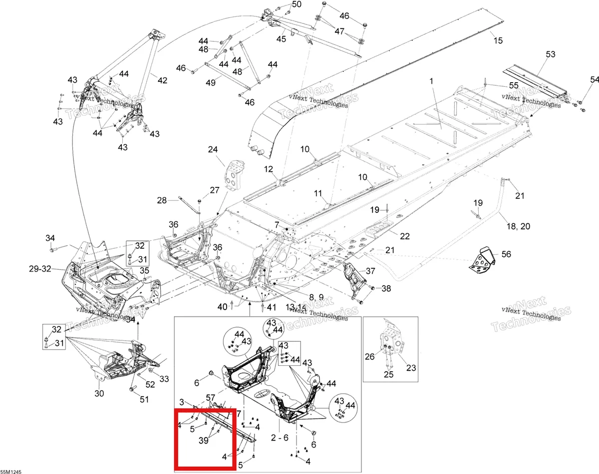 Деталь 293150164 (заклёпка) на схеме узла 2012 Ski-Doo Skandic SWT 600 H.O. E-TEC Frame And Components