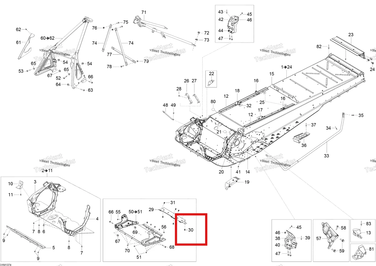 Деталь 293150179 (заклёпка) на схеме узла 2013 Ski-Doo Skandic WT 550F XU Frame