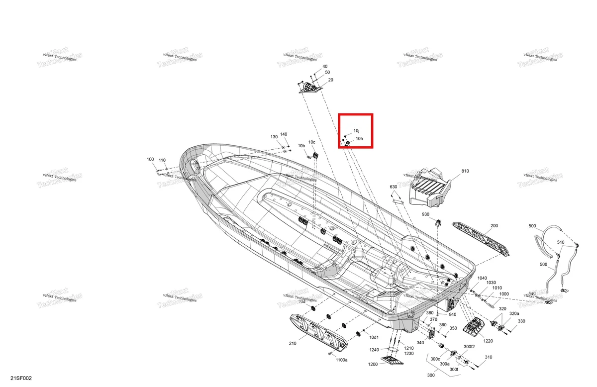 Деталь 293150186 на схеме узла 2026 Sea-Doo GTX - 230 - STD - 12TA - Blue Abyss - Audio Body - Hull
