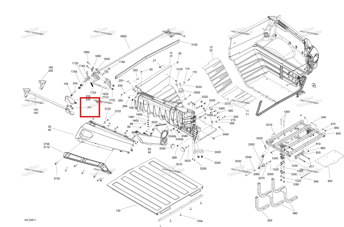 Деталь 293150190 на схеме узла 2020 Can-Am Commander 800R EFI Rear Cargo Box - Box