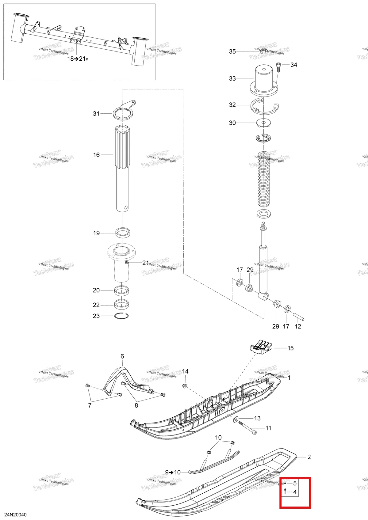 Деталь 293150206 (Поп-Заклепки) на схеме узла 2020 Ski-Doo SKANDIC SWT 600HO E-TEC Suspension, Front - System