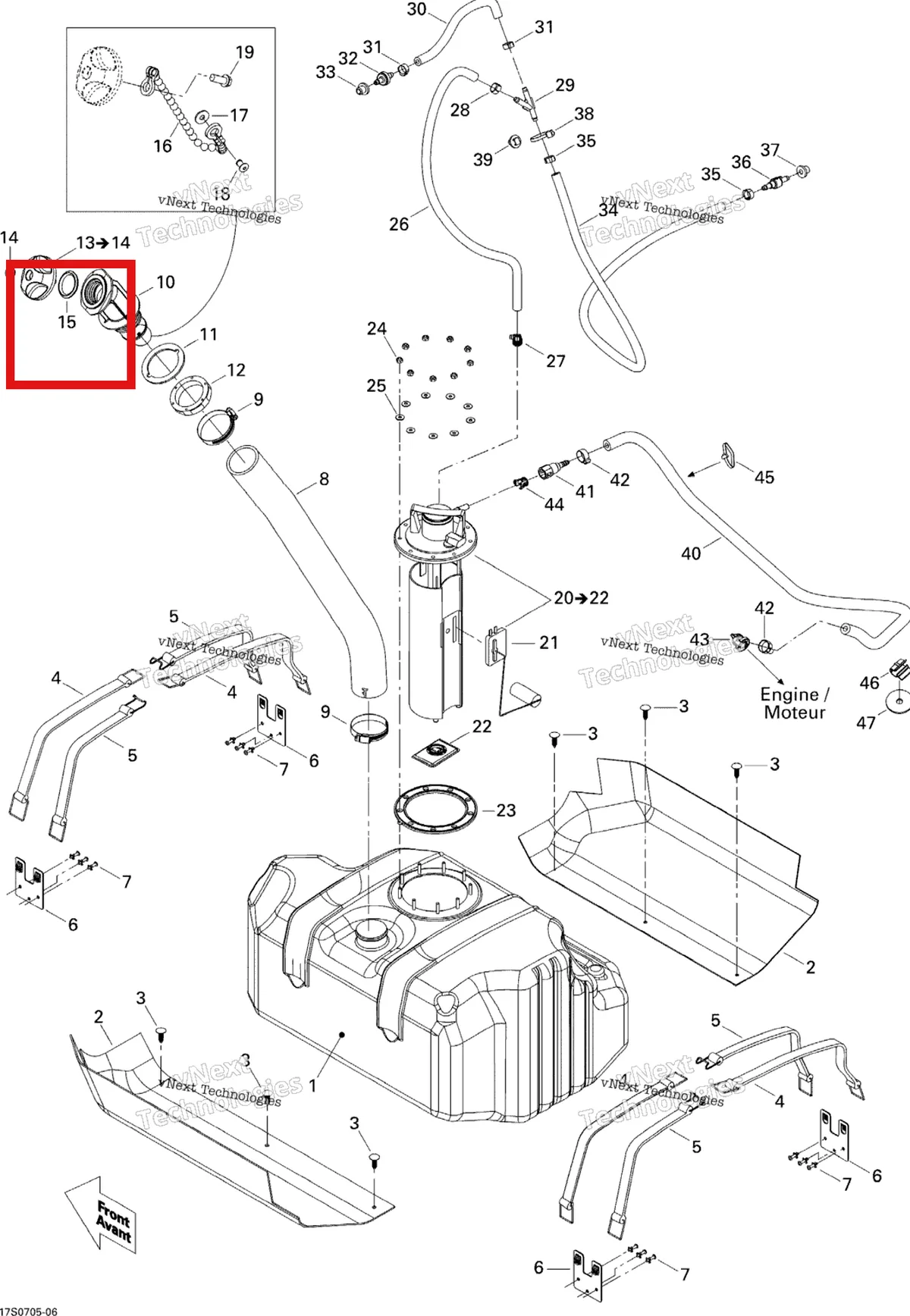 Деталь 293250017 на схеме узла 2007 Sea-Doo GTI 4-TEC RENTAL Fuel System