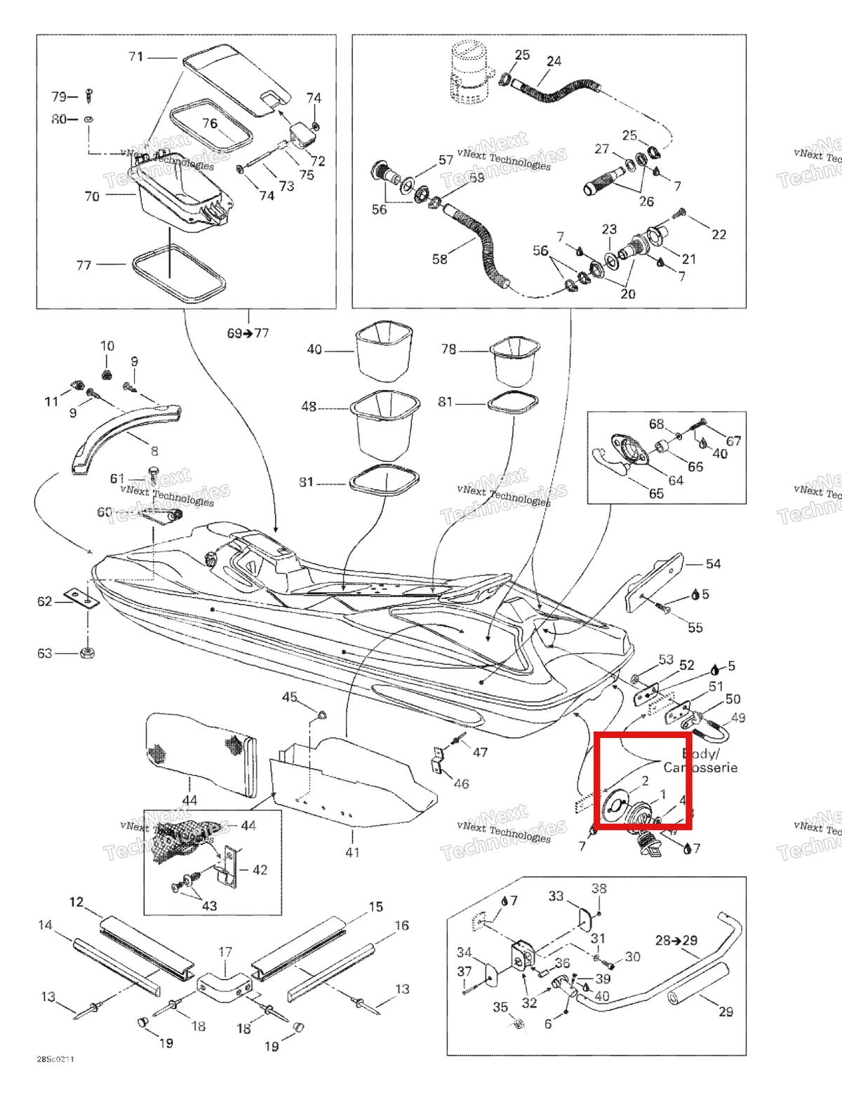 Деталь 293250030 на схеме узла 2003 Sea-Doo LRV DI, 5771 Body 2