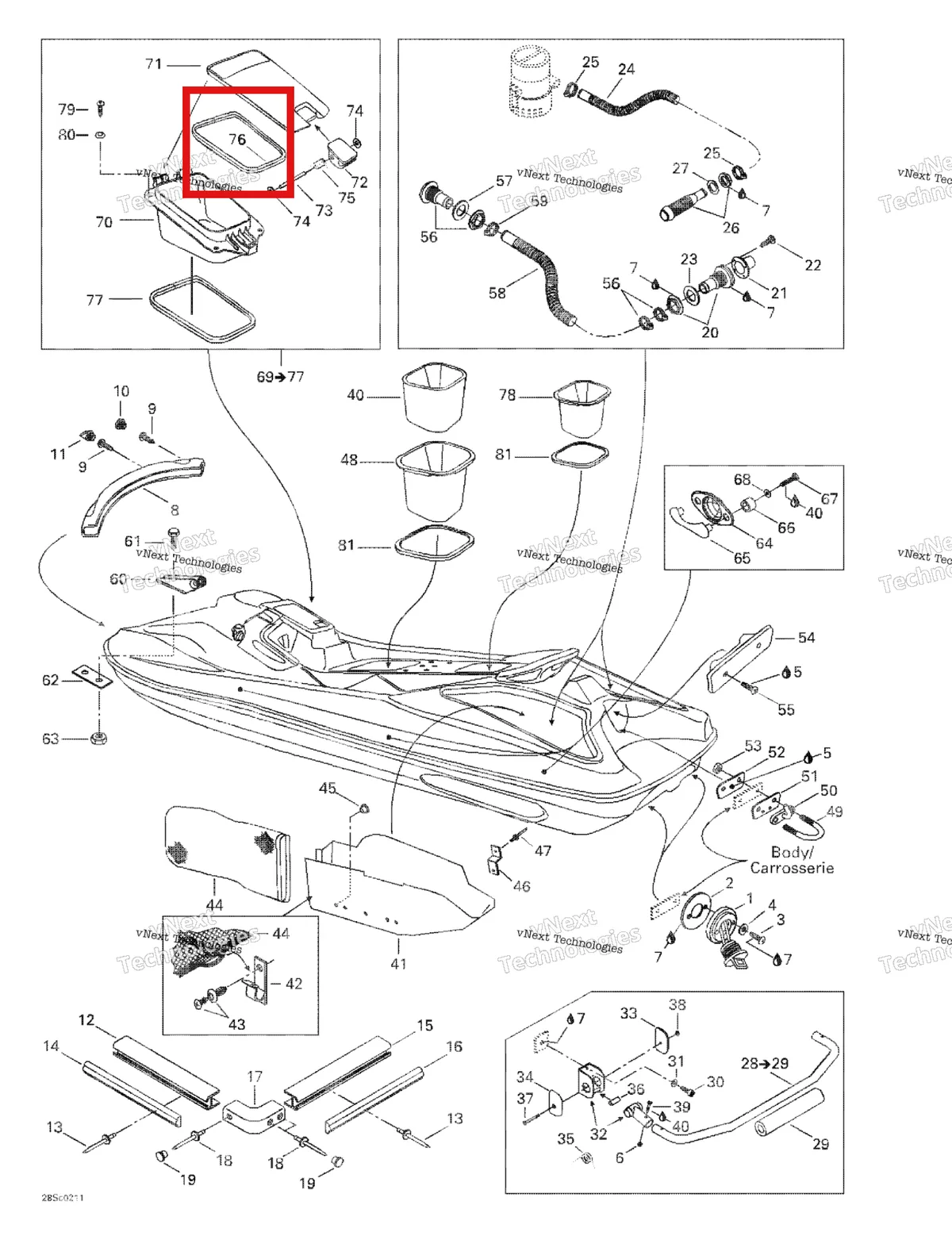 Деталь 293250060 на схеме узла 2003 Sea-Doo LRV DI, 5771 Body 2