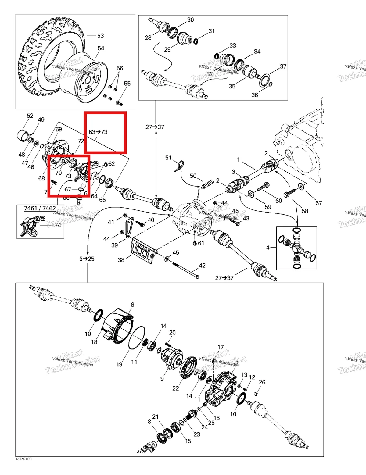 Деталь 293250098 на схеме узла 2001 Can-Am Traxter Autoshift Drive System, Front