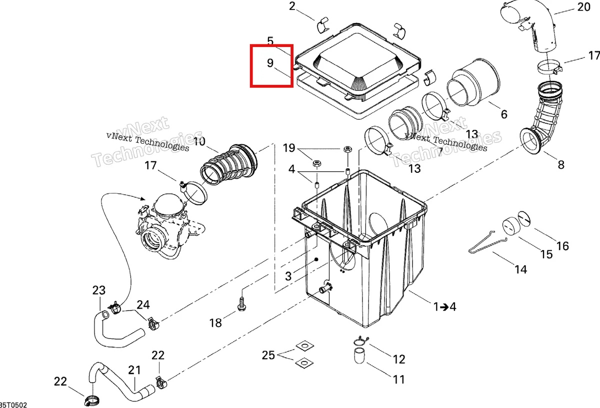 Деталь 293250113 на схеме узла 2005 Can-Am Traxter 5 Speed Air Intake