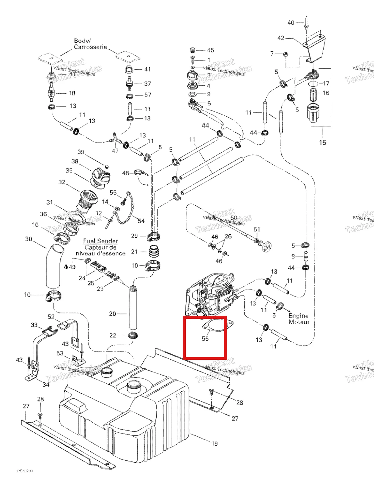 Деталь 293250134 на схеме узла 2002 Sea-Doo GTI, 5558/5559/6116 Fuel System