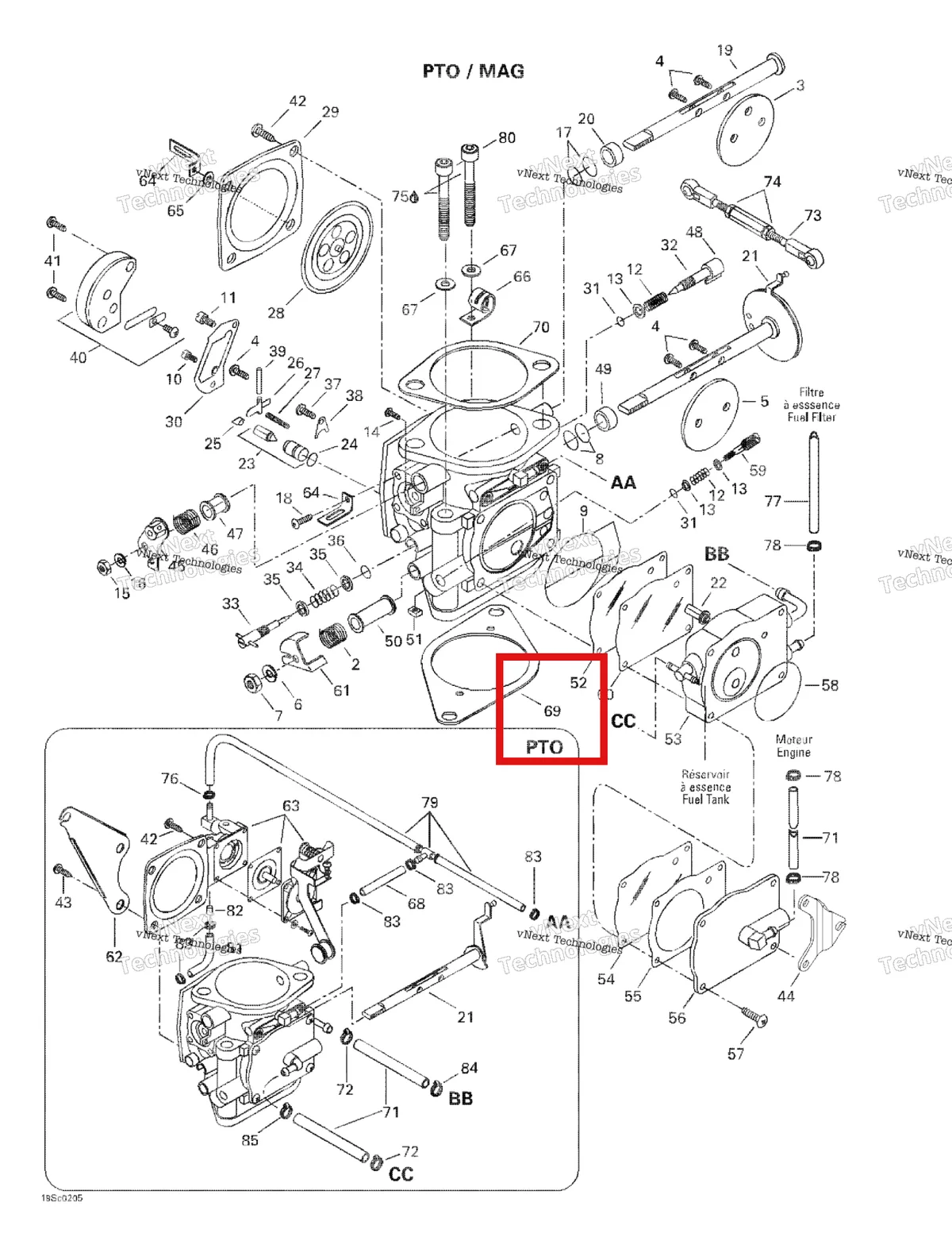 Деталь 293250135 на схеме узла 2002 Sea-Doo GTX, 5587/5588 Carburetors