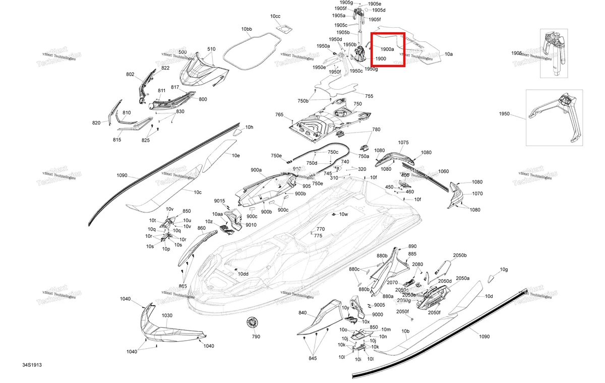Деталь 293250183 на схеме узла 2019 Sea-Doo WAKE PRO 230 Body