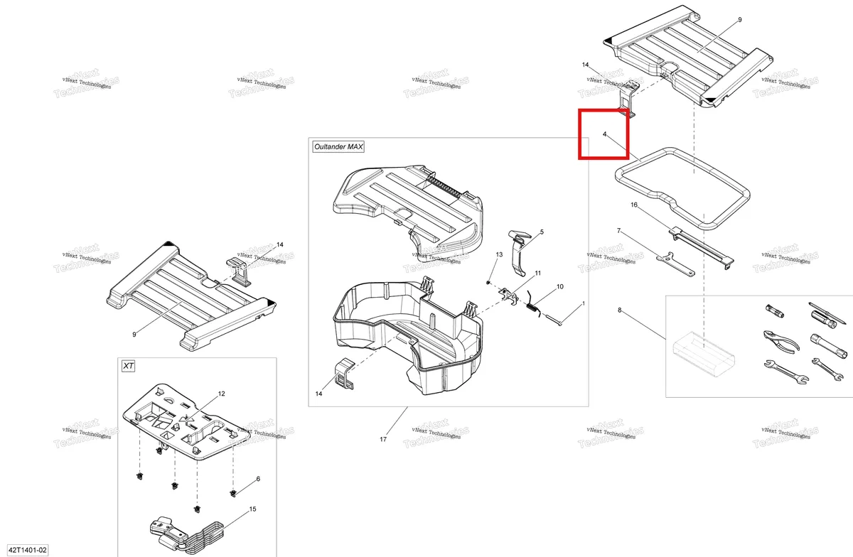 Деталь 293250192 на схеме узла 2014 Can-Am OUTLANDER 400 EFI, STD, XT Rear Cargo Box
