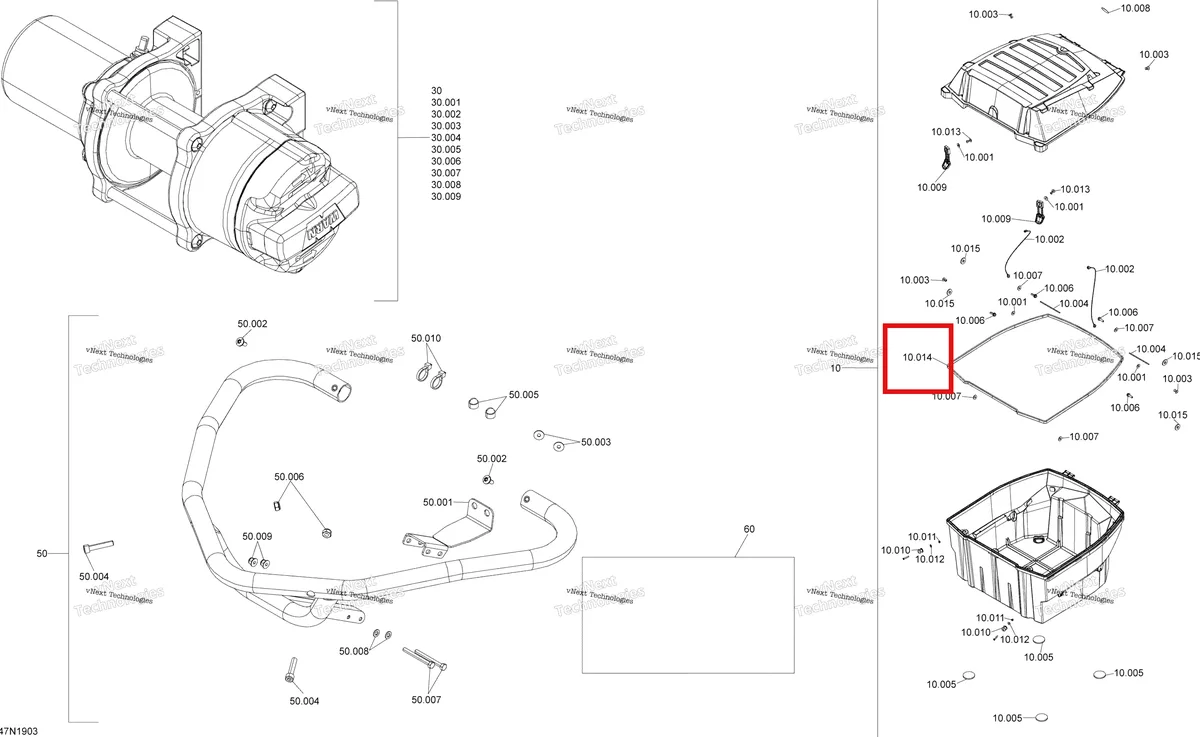 Деталь 293250219 (Деталь Seal. Not Shown) на схеме узла 2019 Ski-Doo EXPEDITION LE-SE 600HO E-TEC Options - 600Ho E-Tec - Package Se
