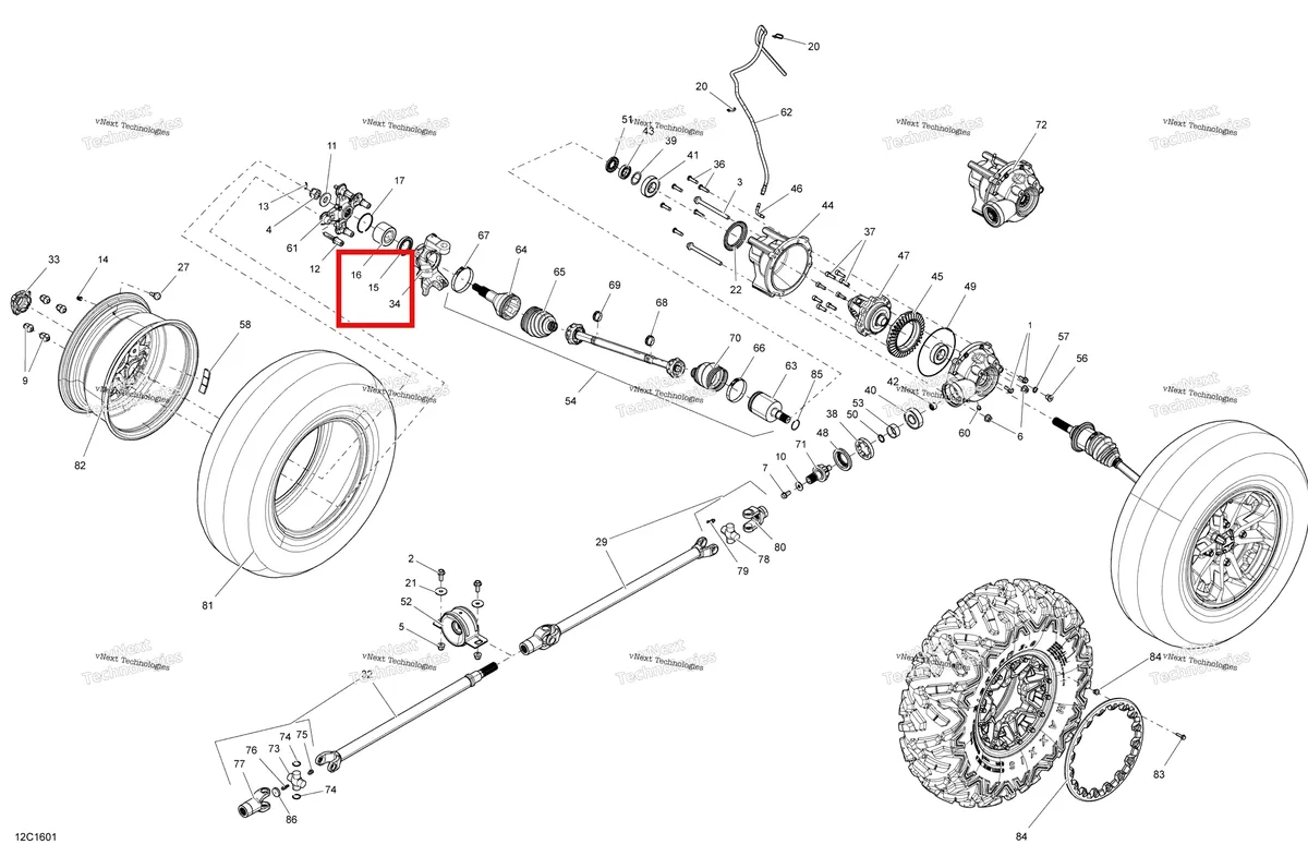 Деталь 293250246 на схеме узла 2016 Can-Am Commander - Commander MAX Drive System, Front
