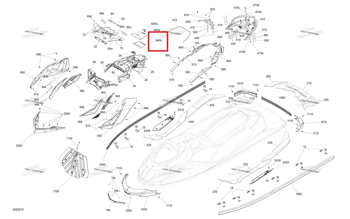 Деталь 293250265 (Urethane сальник Sea-Doo RXP (2016) (293250265)) на схеме узла 2020 Sea-Doo RXP 300 Body