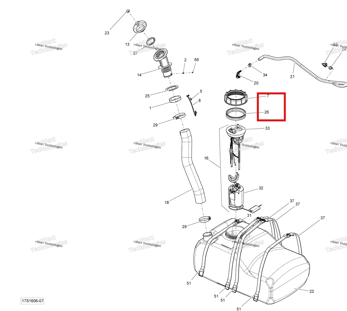 Деталь 293250285 на схеме узла 2016 Sea-Doo GTI-GTR-GTS Fuel System