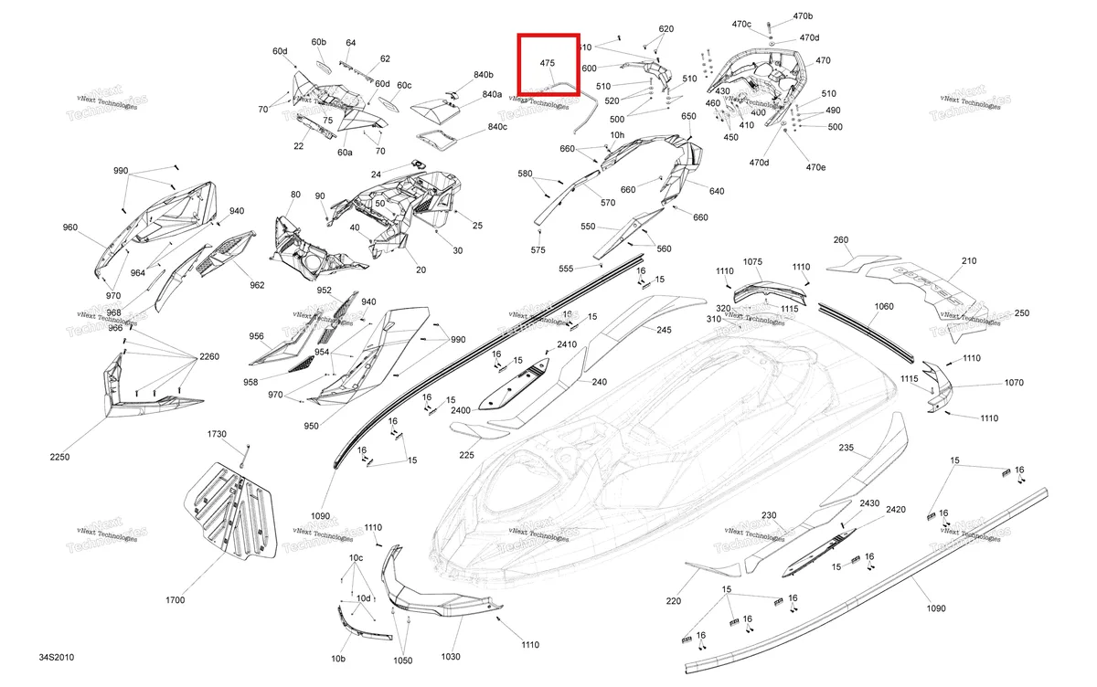 Схема применяемости: Сальник Sea-Doo RXP (2016) (293250289)