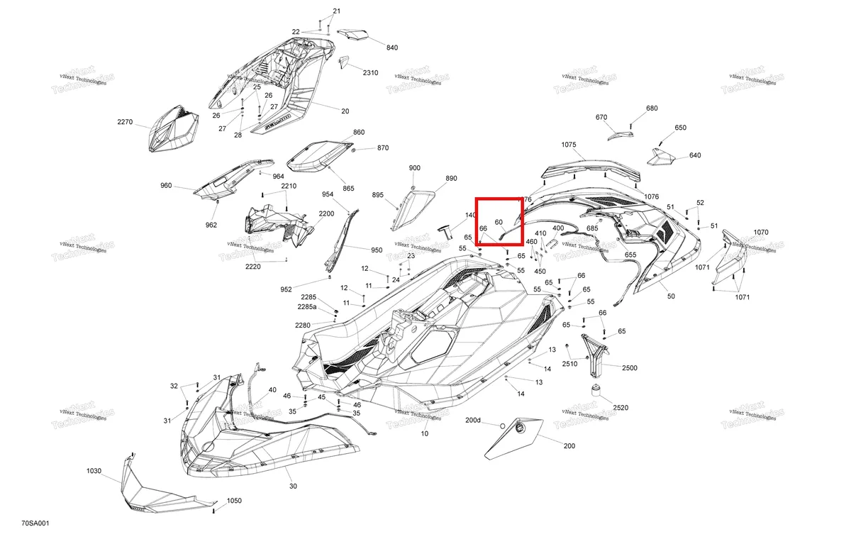 Деталь 293250340 на схеме узла 2021 Sea-Doo SPARK 900 ACE Body - System