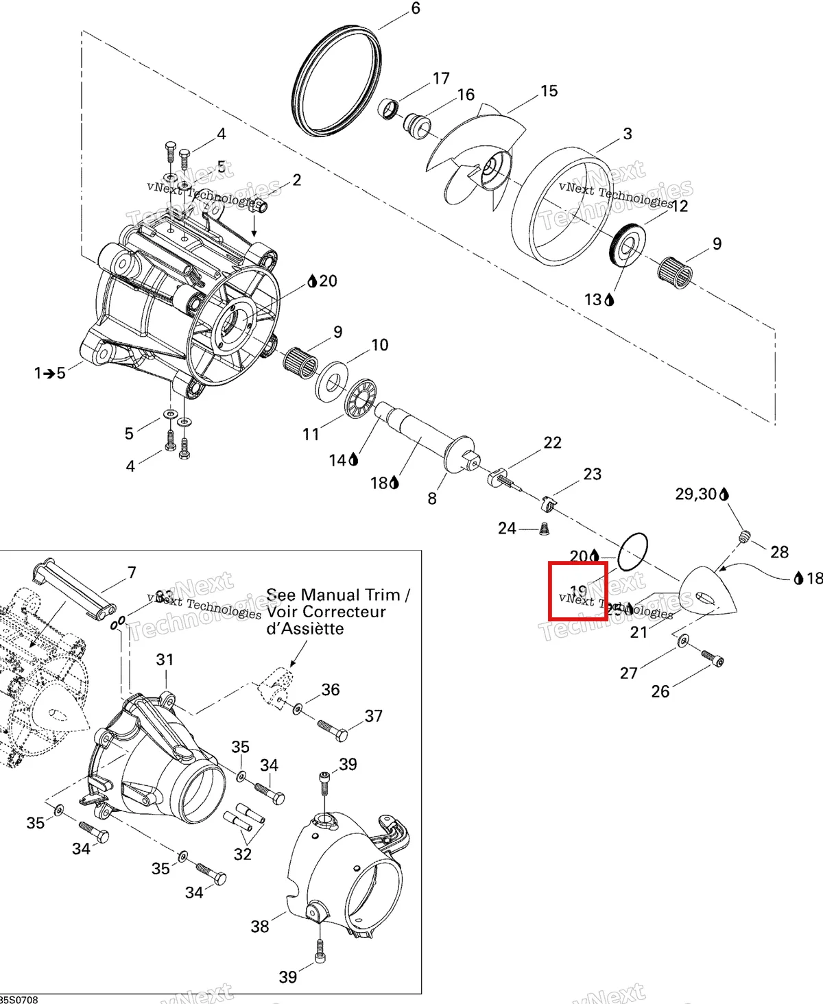 Деталь 293300011 на схеме узла 2007 Sea-Doo 3D 947 DI Pump