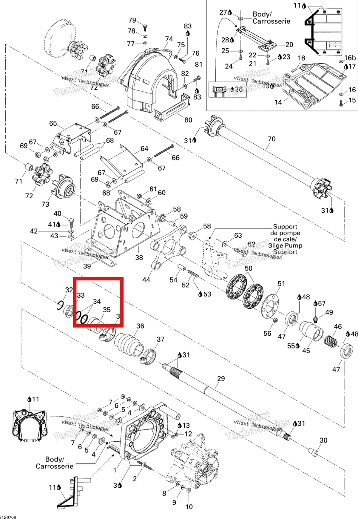 Деталь 293300032 на схеме узла 2007 Sea-Doo 3D 947 DI Propulsion