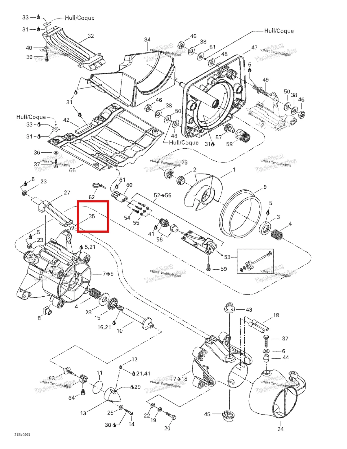 Деталь 293300034 на схеме узла 2002 Sea-Doo GTX RFI, 5566/5565 Propulsion System