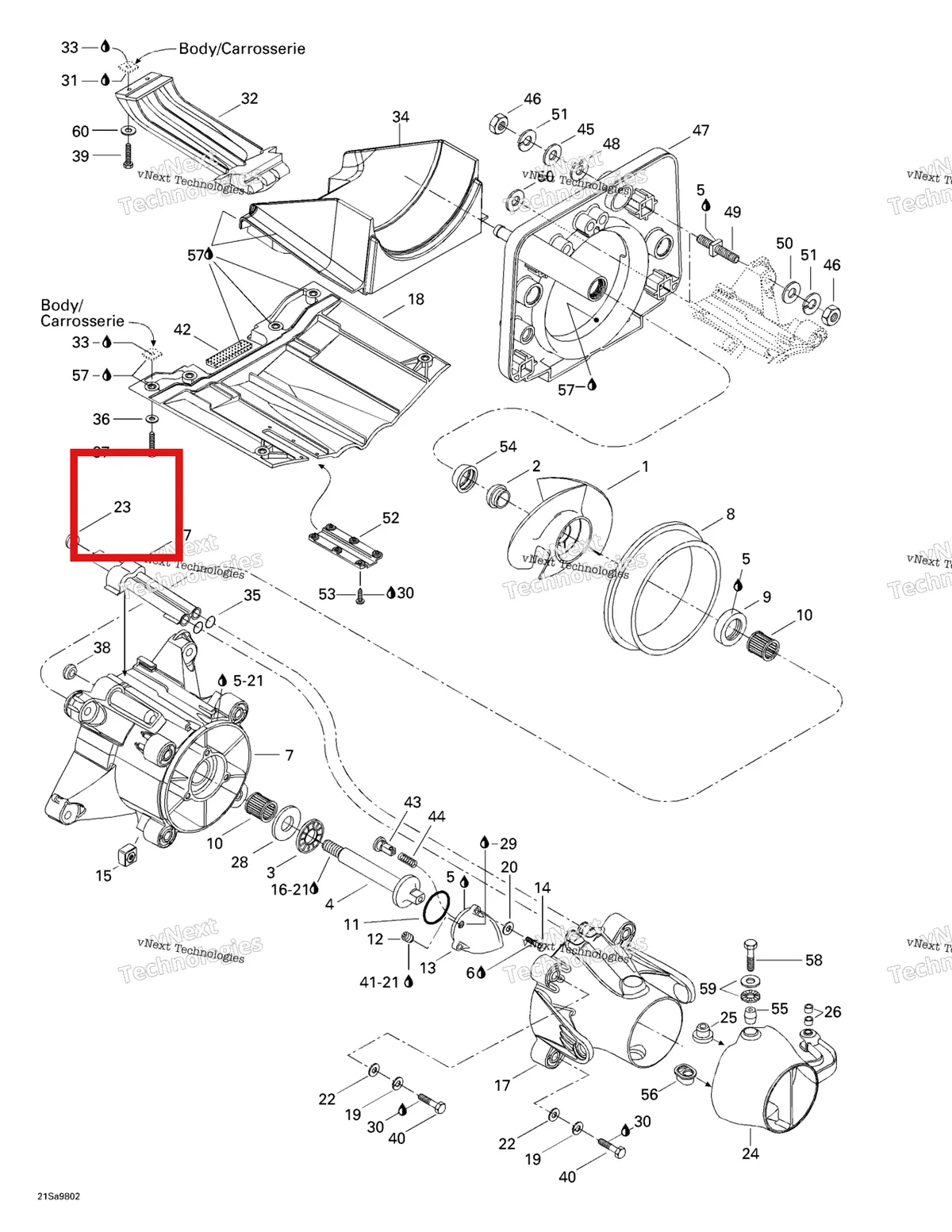 Деталь 293300040 на схеме узла 1998 Sea-Doo GS, 5626/5844 Propulsion System