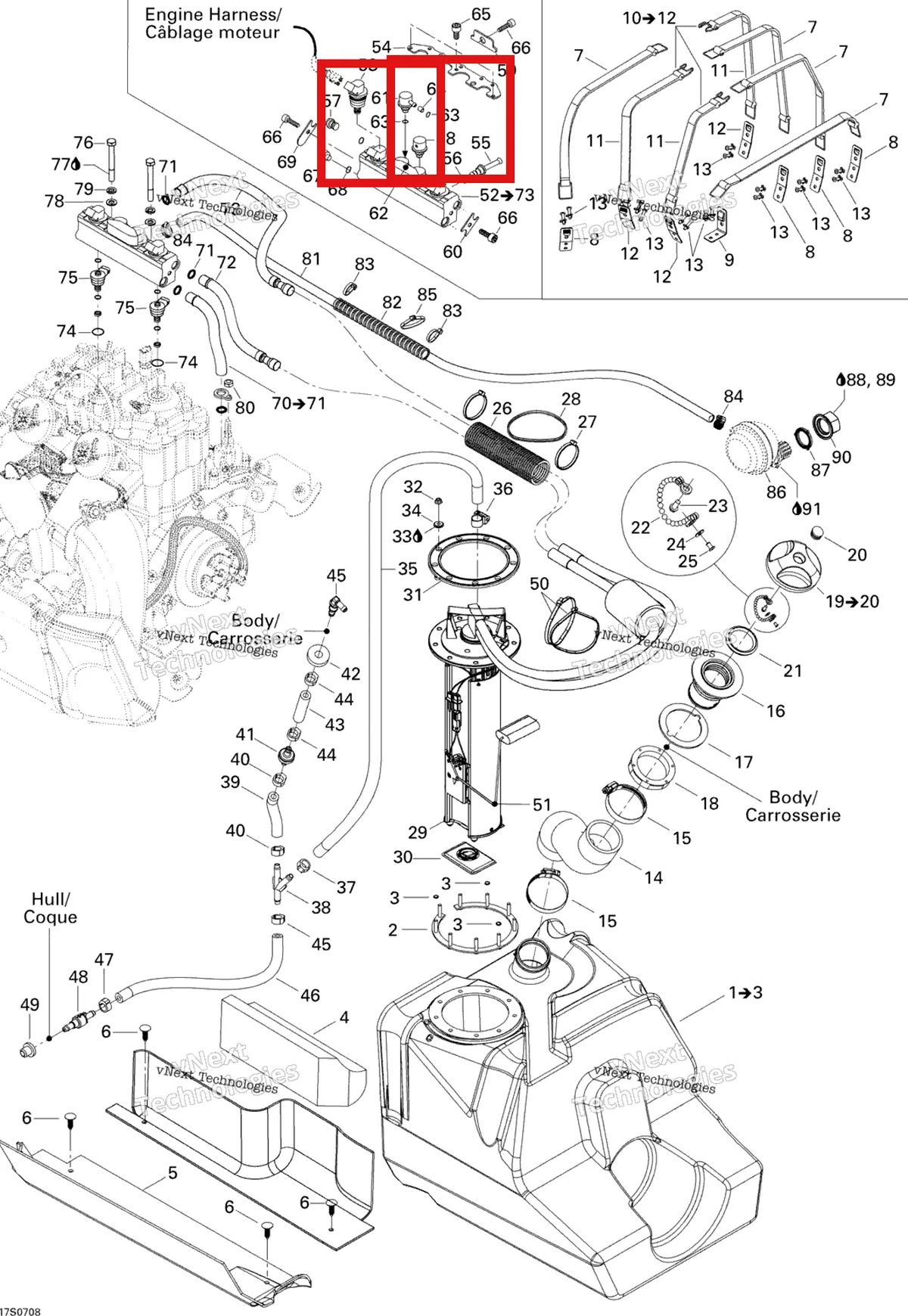 Деталь 293300072 на схеме узла 2007 Sea-Doo 3D 947 DI Fuel System
