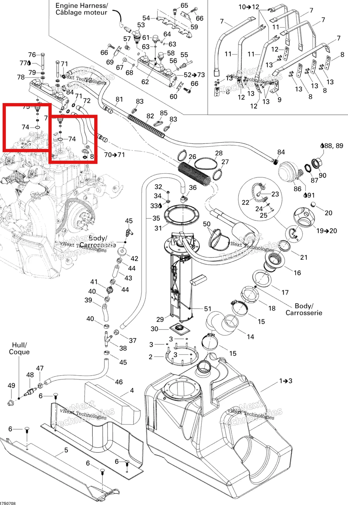 Деталь 293300083 на схеме узла 2007 Sea-Doo 3D 947 DI Fuel System