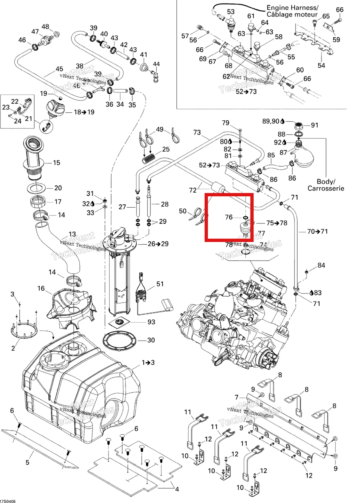 Деталь 293300084 на схеме узла 2004 Sea-Doo XP DI Fuel System