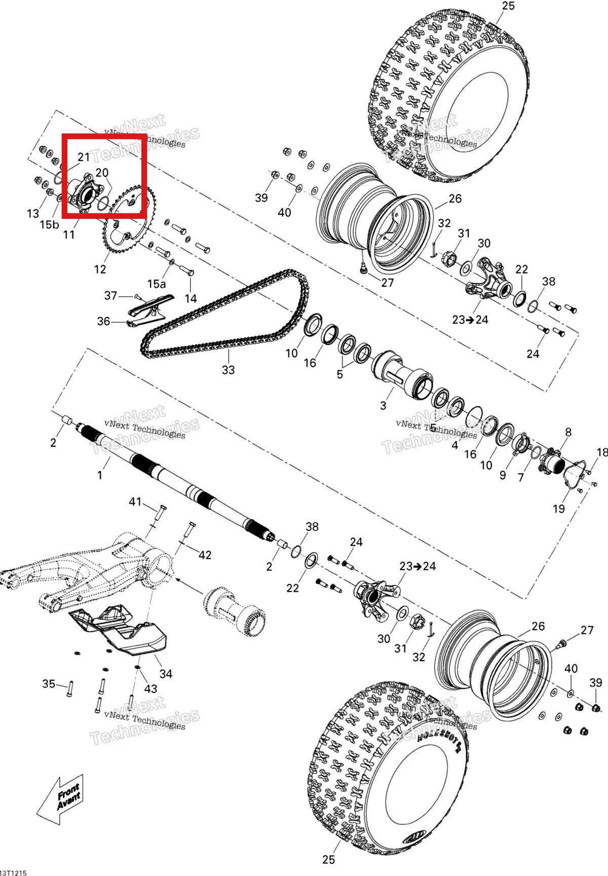 Деталь 293300099 на схеме узла 2015 Can-Am DS 450EFI STD Drive System, Rear