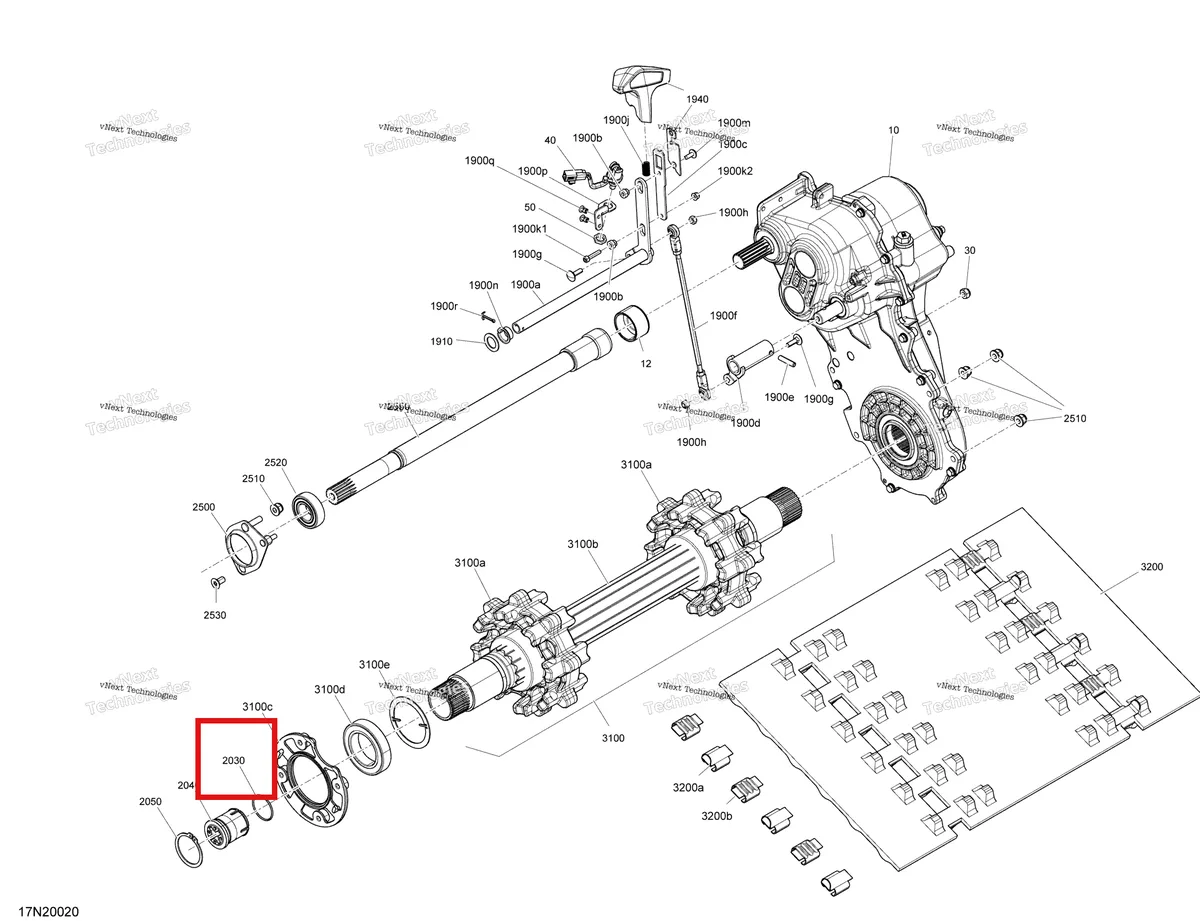 Деталь 293300122 (Уплотнительное кольцо) на схеме узла 2020 Ski-Doo SKANDIC WT 600HO E-TEC Drive - System