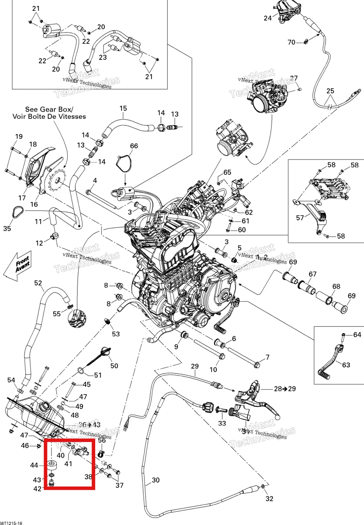 Деталь 293300128 на схеме узла 2015 Can-Am DS 450EFI STD Engine And Engine Support