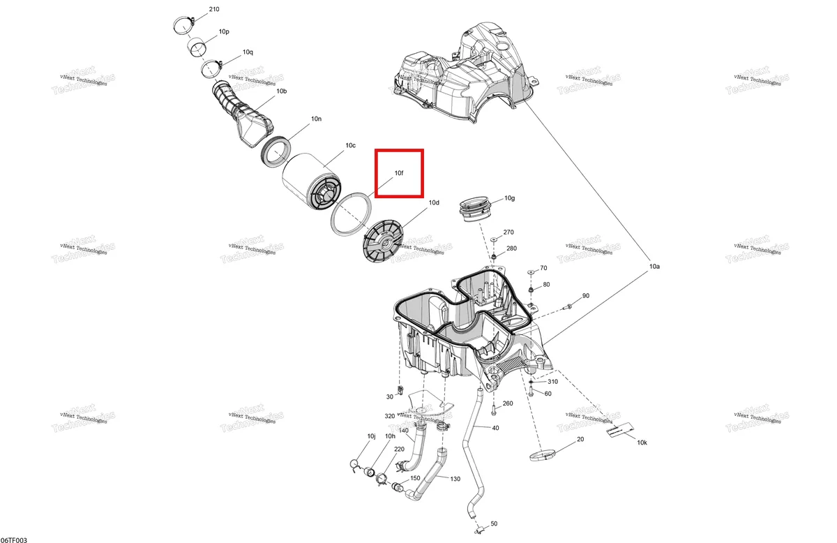 Деталь 293300175 на схеме узла 2026 Can-Am RENEGADE - 4X4 - XMR - 1000R EFI - 5UTA - Hyper Silver Engine - Air Intake