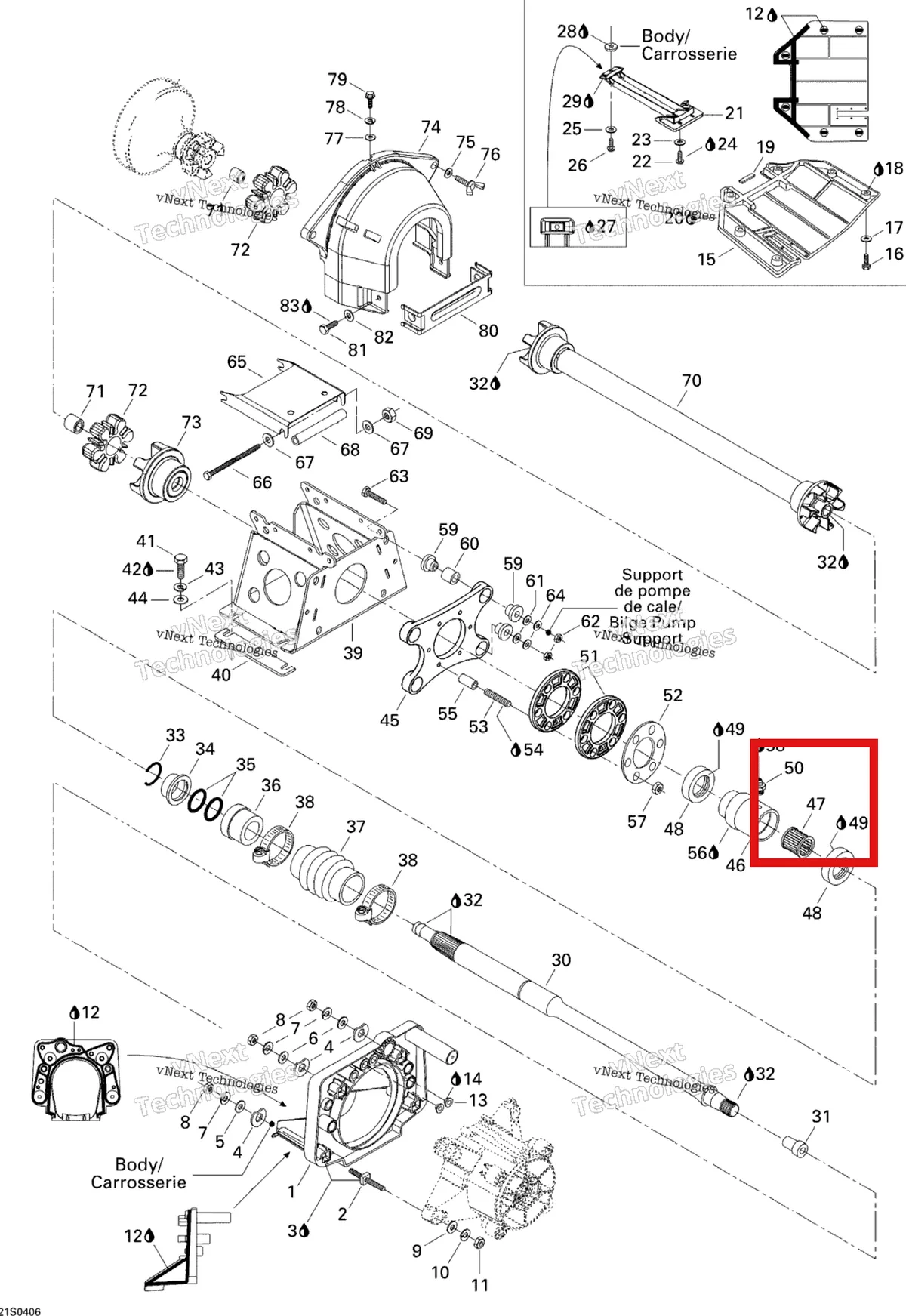 Деталь 293350007 на схеме узла 2004 Sea-Doo XP DI Propulsion
