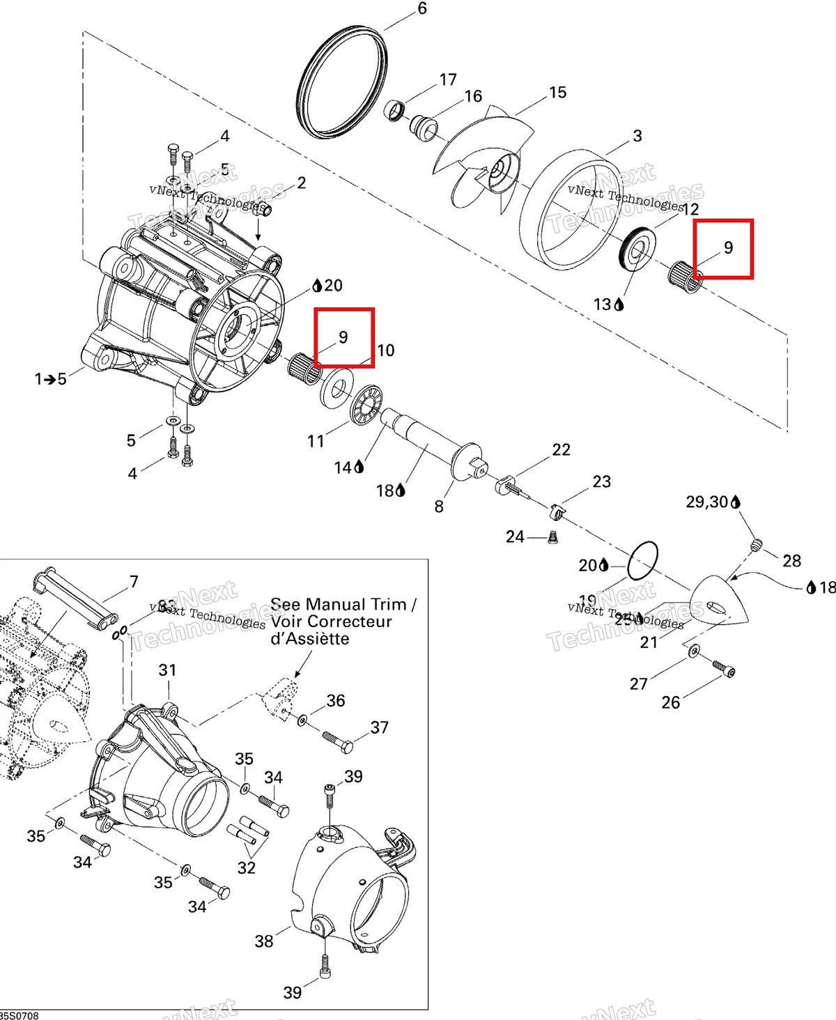 Деталь 293350017 на схеме узла 2007 Sea-Doo 3D 947 DI Pump