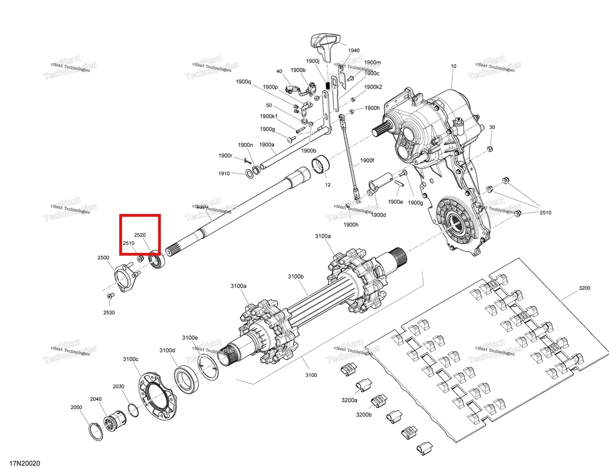 Деталь 293350074 (Подшипник) на схеме узла 2020 Ski-Doo SKANDIC WT 600HO E-TEC Drive - System