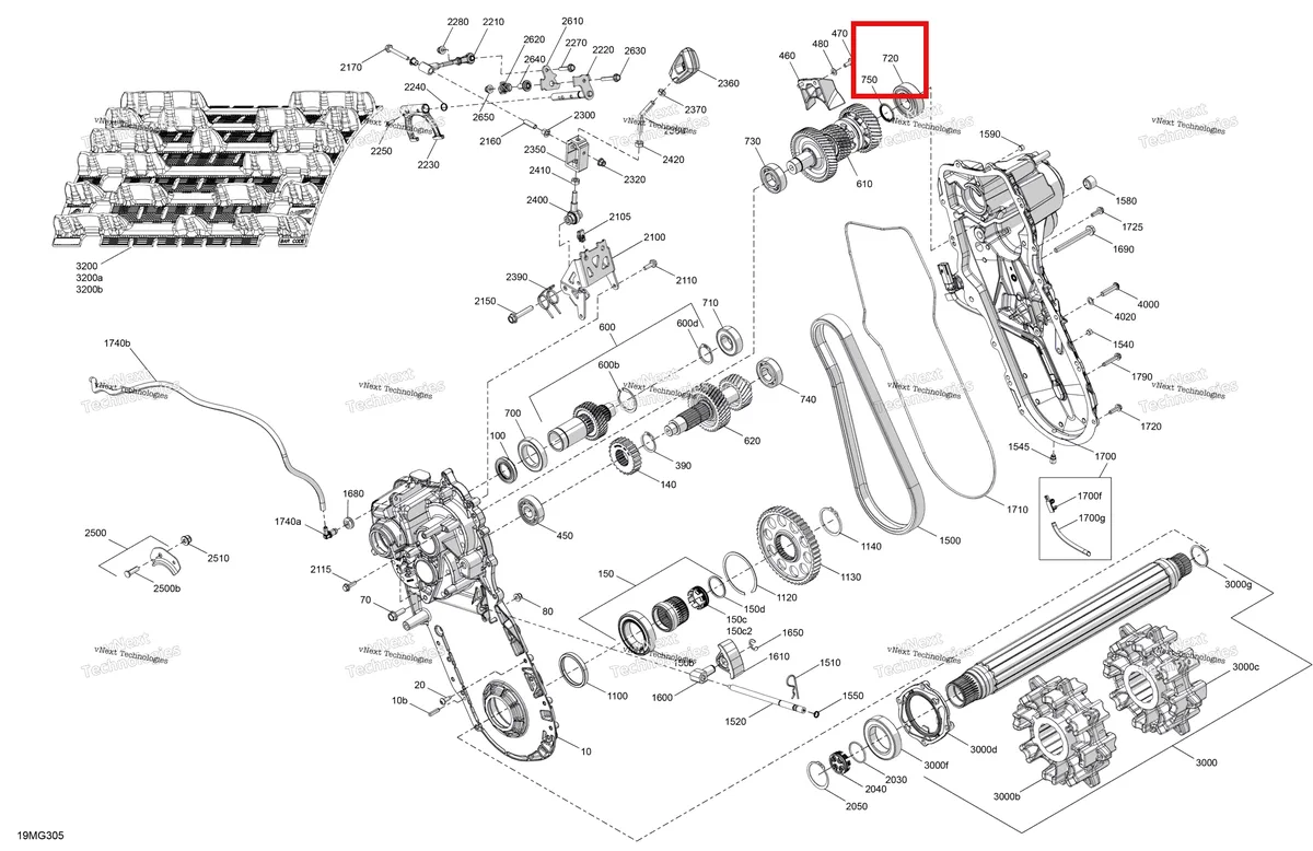 Деталь 293350117 на схеме узла 2027 Ski-Doo EXPEDITION - LE - 600R E-TEC - ABVA - Neo Yellow - 20X154X1.5CSS Track Drive - System