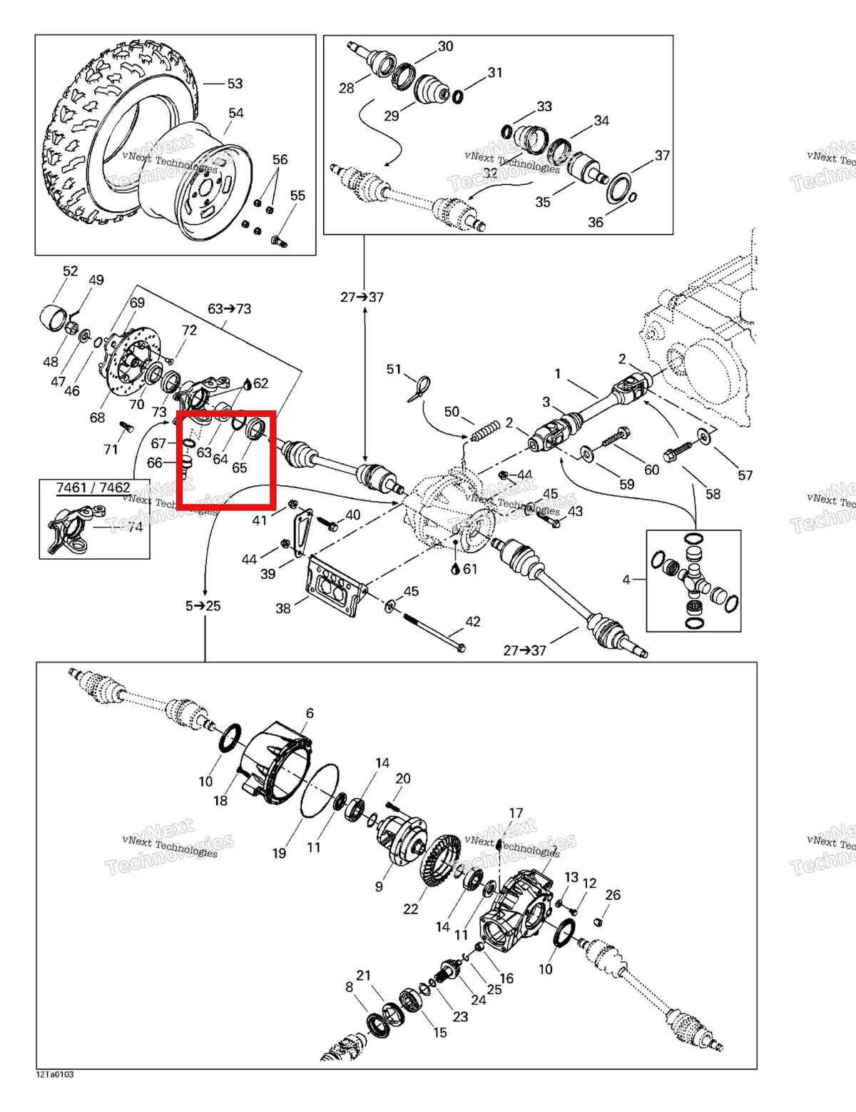 Деталь 293370003 на схеме узла 2001 Can-Am Traxter Autoshift Drive System, Front
