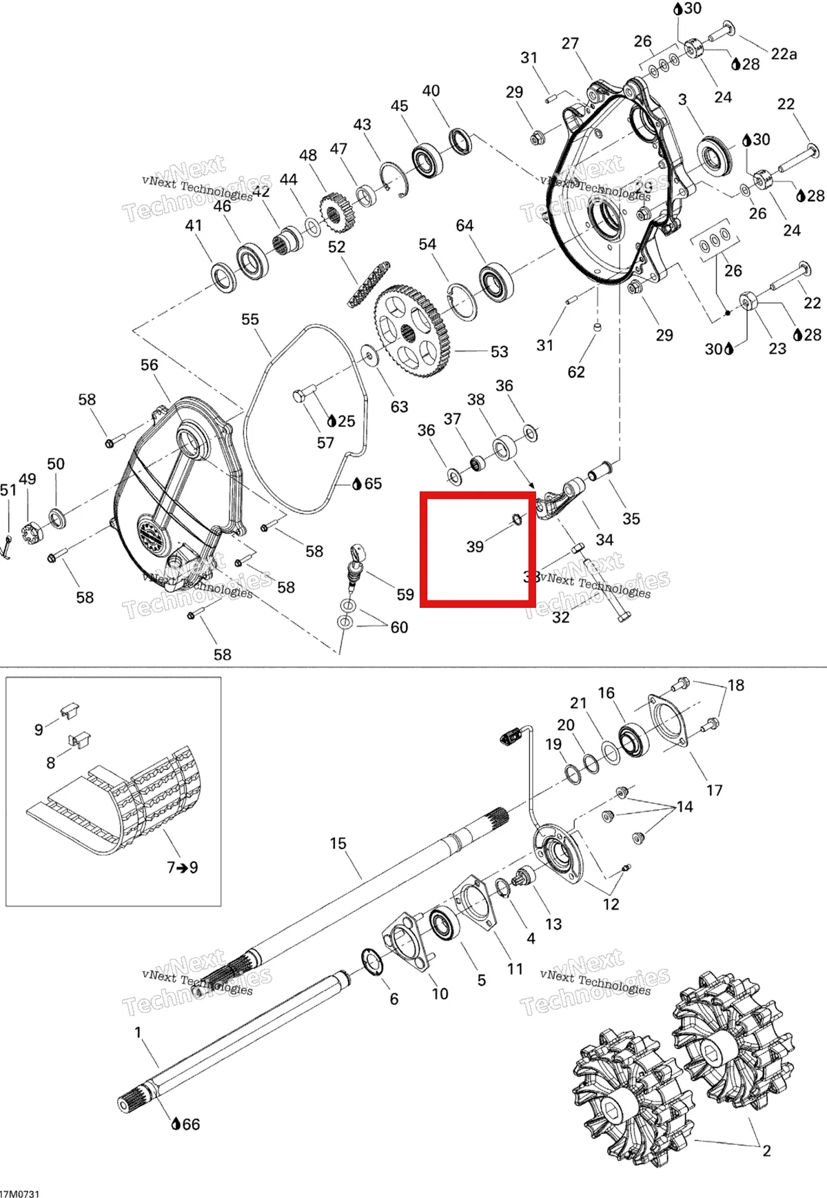 Деталь 293370012 на схеме узла 2007 Ski-Doo MX Z 1000 SDI Renegade RT Drive System
