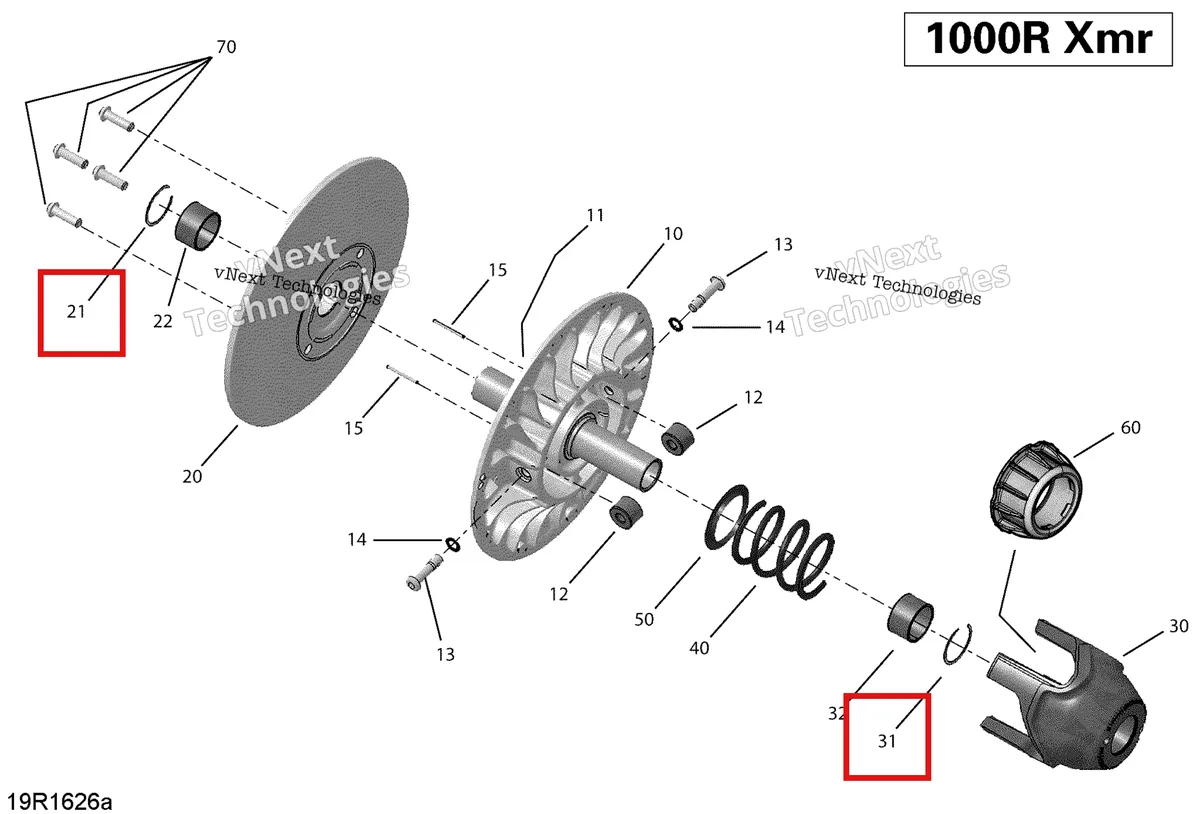 Деталь 293370052 (Пружинное стопорное кольцо) на схеме узла 2018 Can-Am MAVERICK Transmission, Driven Pulley - Xmr