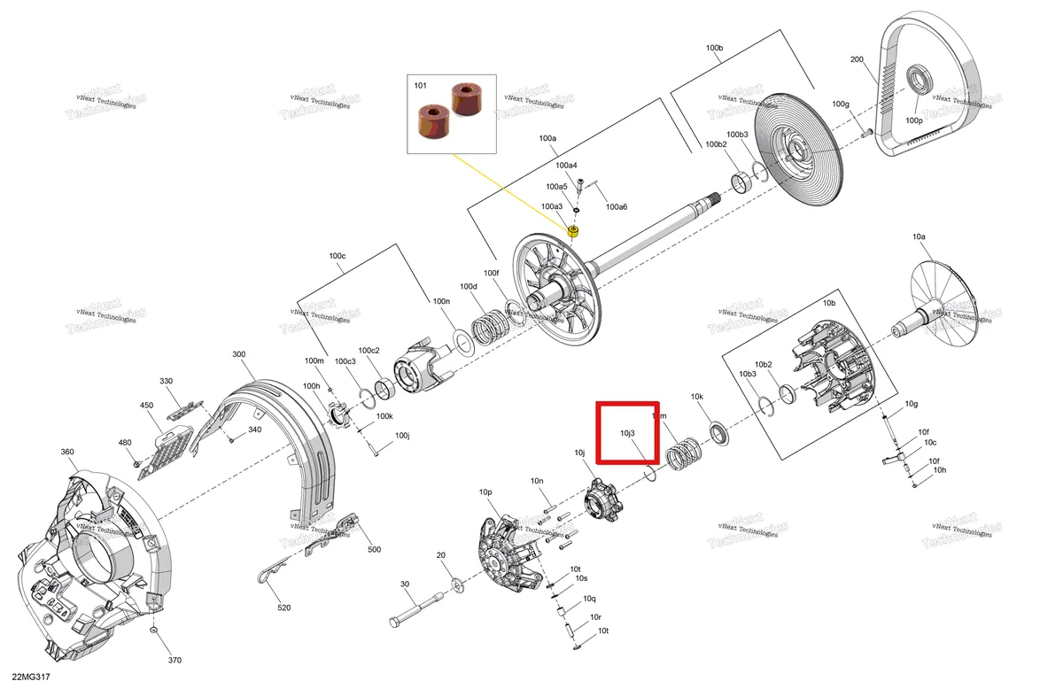Деталь 293370065 (хомут) на схеме узла 2027 Ski-Doo SKANDIC - LE - 600 ACE - AKVB - Deep Black - 20X154X1.5CSS Track Drive - Pulley