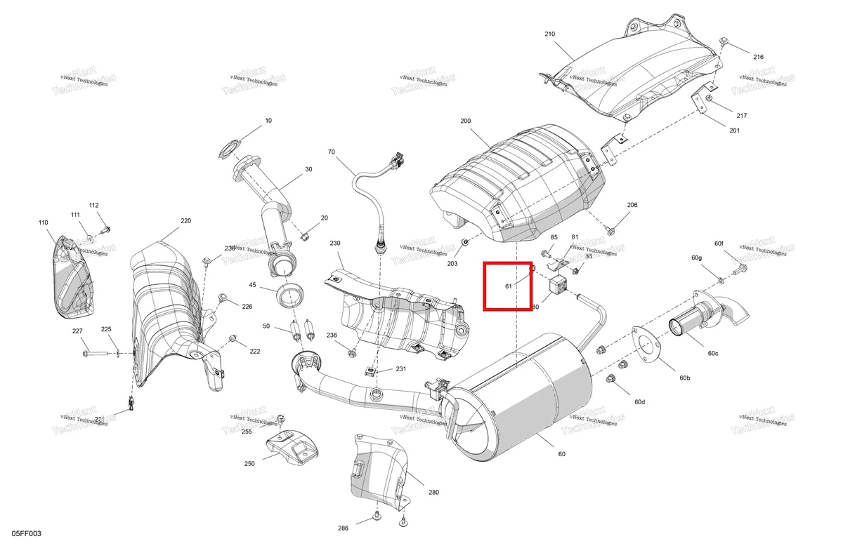 Деталь 293370184 (Наружный стопорное кольцо Can-Am Outlander 4x4 XT 1000R (2025) (293370184)) на схеме узла 2026 Can-Am OUTLANDER - 4X4 - STD - 700 - 1CTC - Legion Red Engine - Exhaust