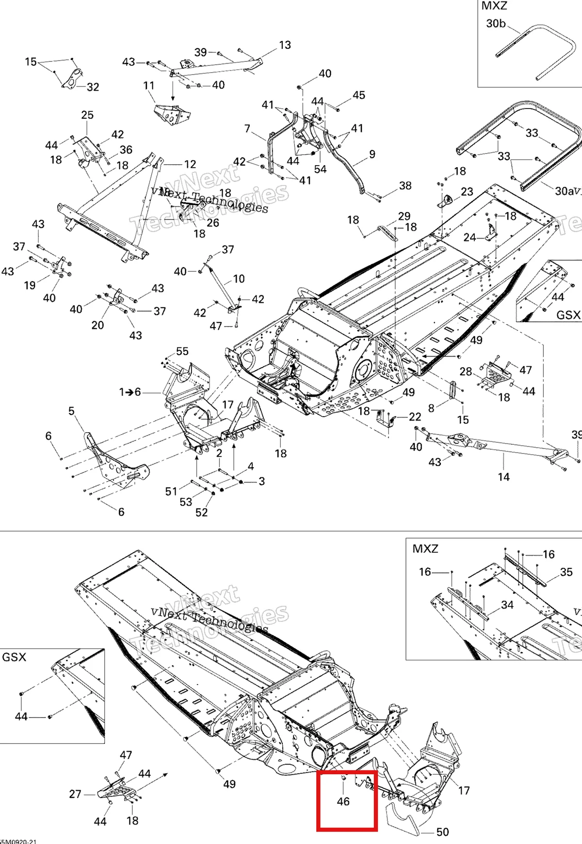 Деталь 293450166 (Вставка) на схеме узла 2009 Ski-Doo GSX Fan Frame And Components