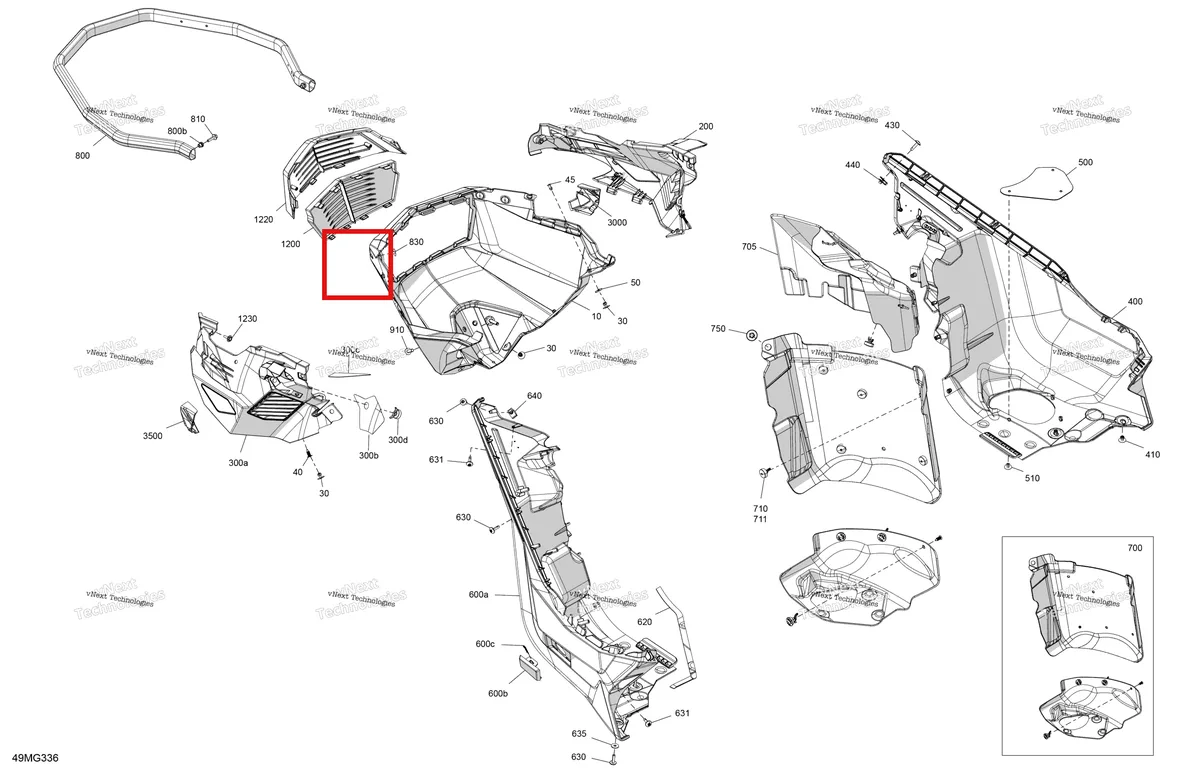 Деталь 293450268 (Вставка) на схеме узла 2027 Ski-Doo BACKCOUNTRY - SPORT - 600 EFI - UBVA - Neo Yellow - 16X146X2.0P Track Body - Bottom Pan