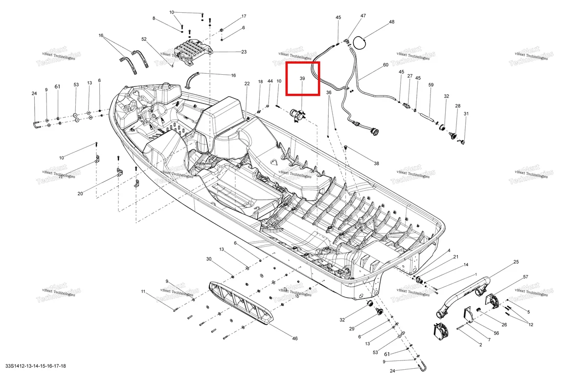 Деталь 293450304 на схеме узла 2014 Sea-Doo WAKE 155 Hull __Lfi