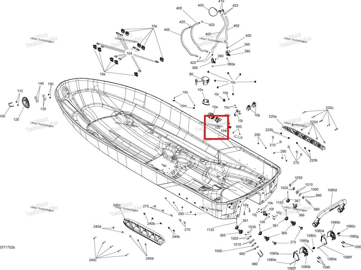 Схема применяемости: Наружный Hull вставка Sea-Doo RXT (2016) (293450309)