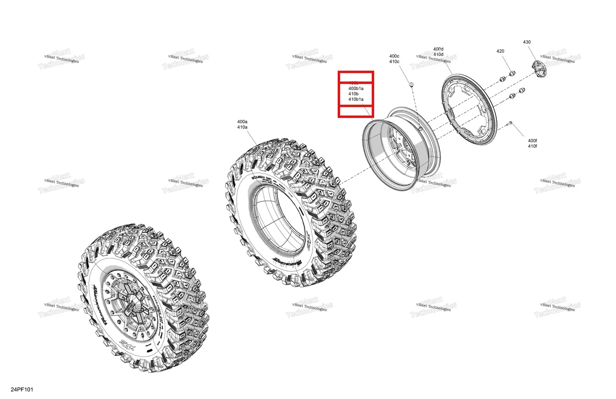 Деталь 293450317 на схеме узла 2026 Can-Am OUT-MAX - 6X6 - BACKCOUNTRY - 1000R EFI - 2KTA - Stealth Black Drive - Front Wheels
