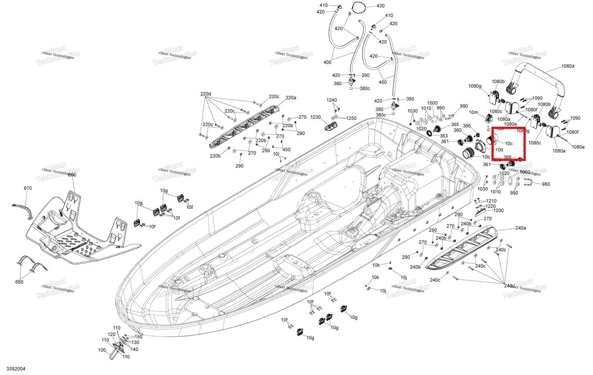 Схема применяемости: Hull вставка Sea-Doo RXP (2016) (293450335)
