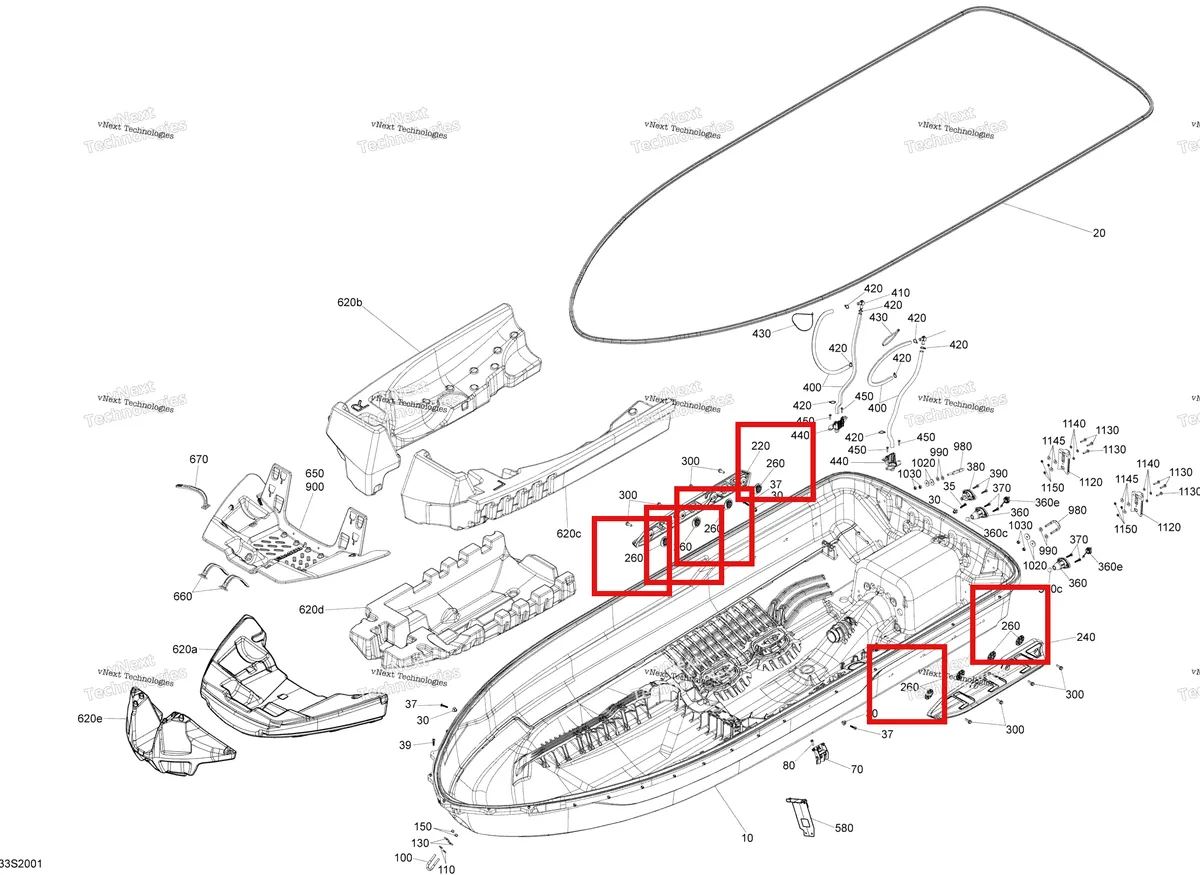 Схема применяемости: Вставка M8 Sea-Doo GTX 300 (2020) (293450363)