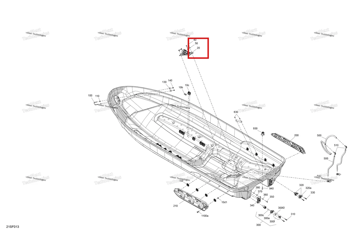 Деталь 293450409 (Through Hull фитинг Sea-Doo RXP 325 X (2026) (293450409)) на схеме узла - 25TD - Bright White Body - Hull