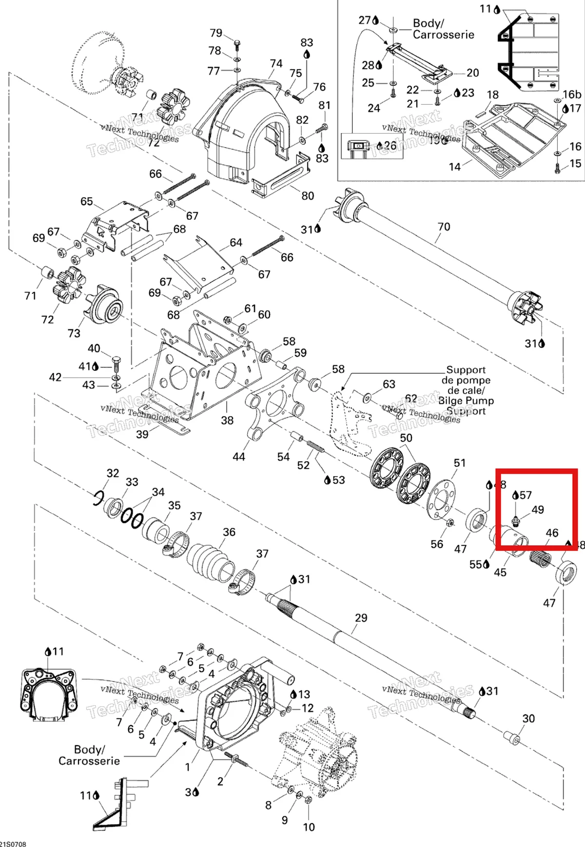 Деталь 293550008 на схеме узла 2007 Sea-Doo 3D 947 DI Propulsion